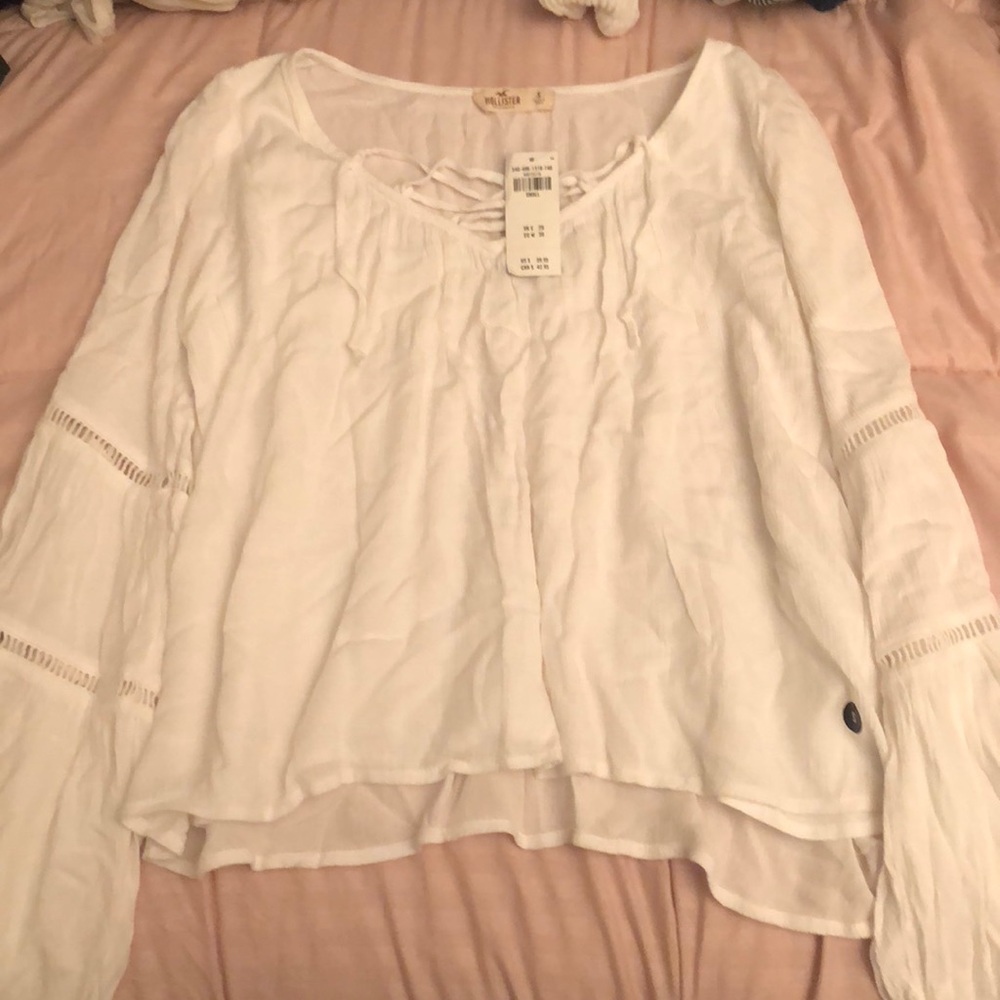 Hollister bell sleeve lace up top